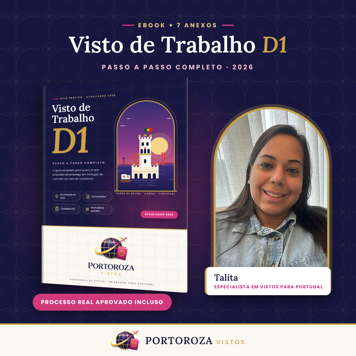 Mockup do ebook Visto de Trabalho D1 com a Talita